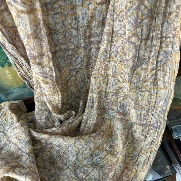 Magnolia Pearl Artistic Yellow and Blue Cotton Fabric Long Shawl 36x98” - Picture 3 of 6